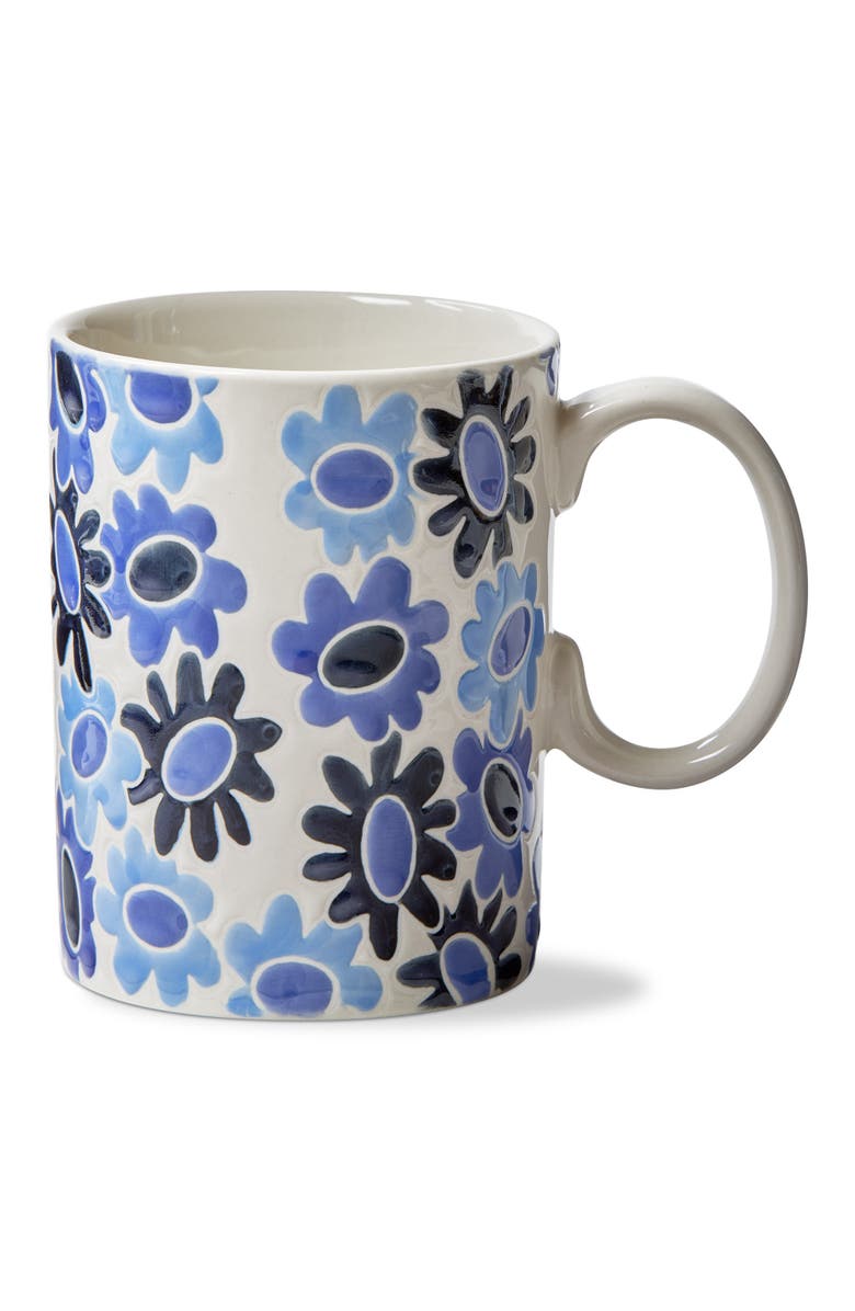 tag Mod Flower Mug Blue Stoneware Everyday, Main, color, Blue