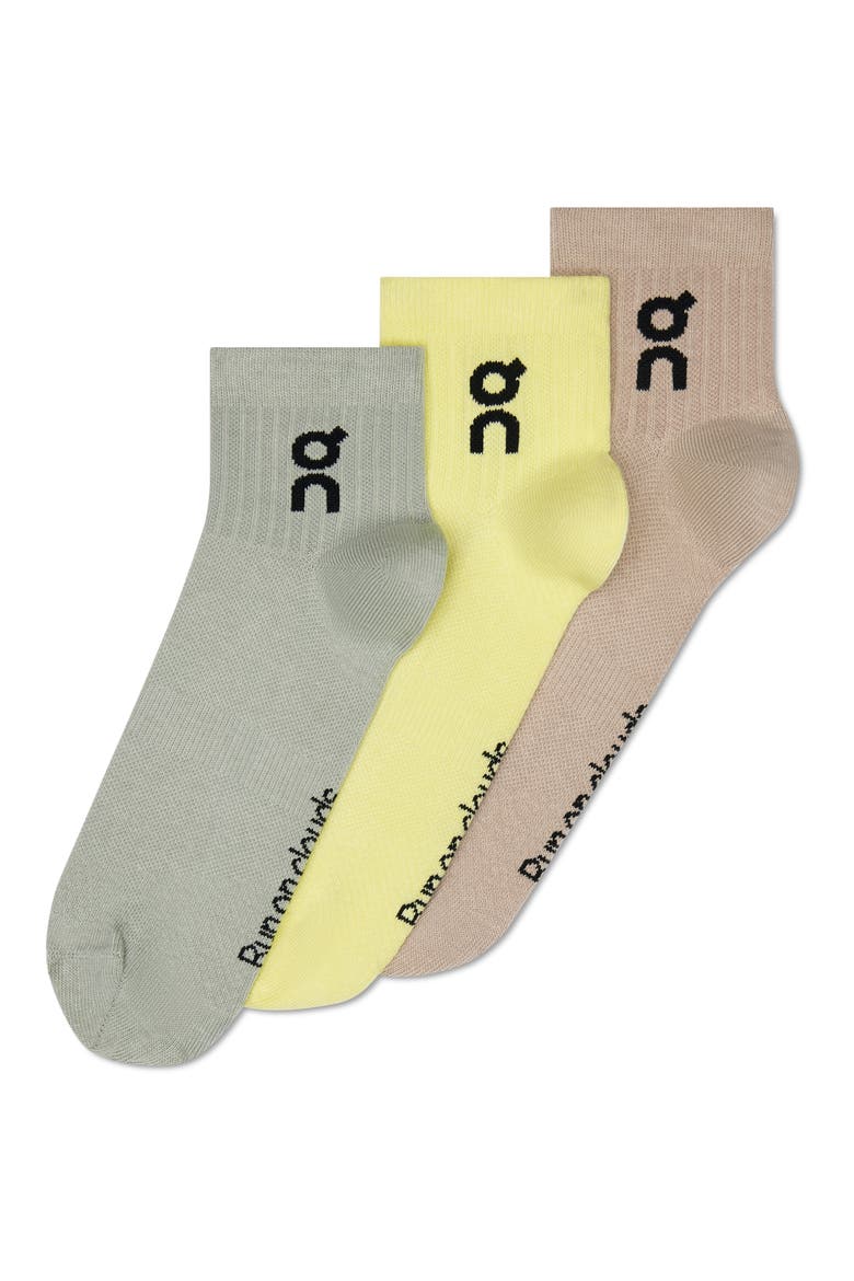 Assorted 3-Pack Logo Quarter Socks, Main, color, LEMONADE/ TIN