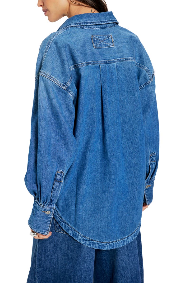 Free People Ashley Denim Shirt, Alternate, color, Medium Wash