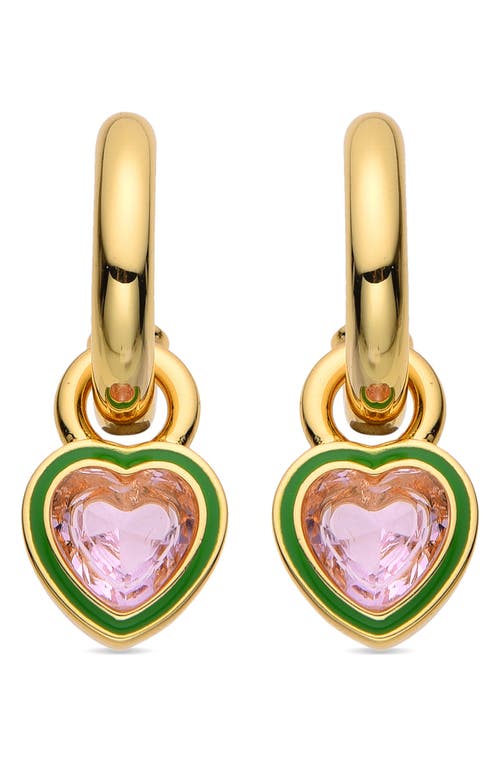 Eye Candy Los Angeles Yasmine Pink Heart Dangle Hoop Earrings