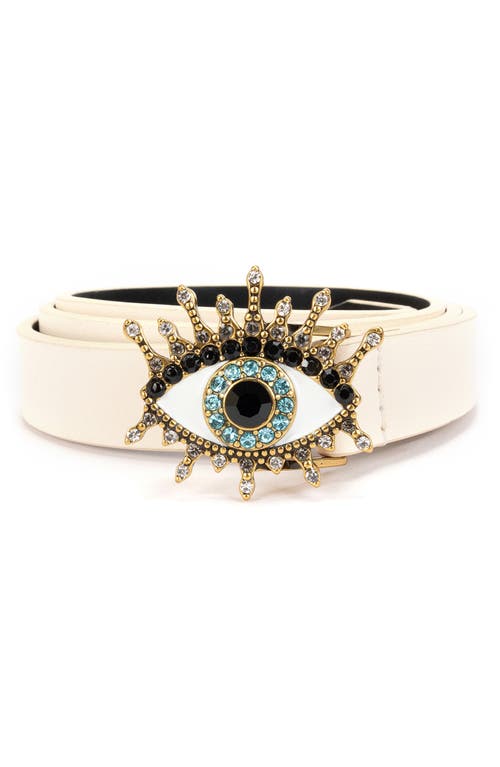 Kurt Geiger London Evil Eye Leather Belt In Neutral