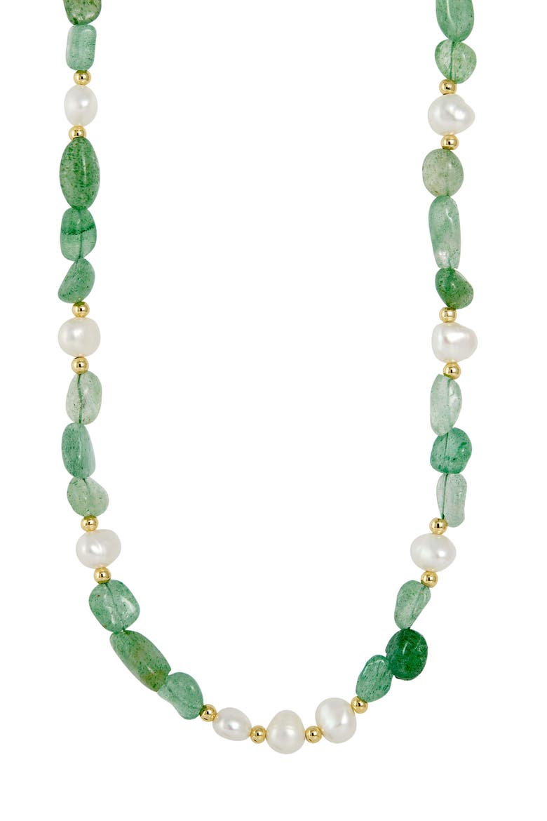 Tumbled Crystal & Cultured Freshwater Pearl Beaded Necklace, Main, color, GOLD