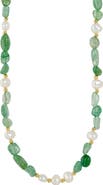 SAVVY CIE JEWELS Tumbled Crystal & Cultured Freshwater Pearl Beaded Necklace