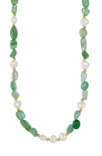 SAVVY CIE JEWELS Tumbled Crystal & Cultured Freshwater Pearl Beaded Necklace