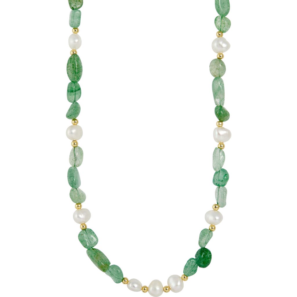 Savvy Cie Jewels Tumbled Crystal & Cultured Freshwater Pearl Beaded Necklace In Gold