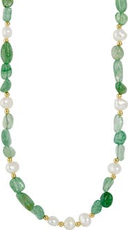 SAVVY CIE JEWELS Tumbled Crystal & Cultured Freshwater Pearl Beaded Necklace