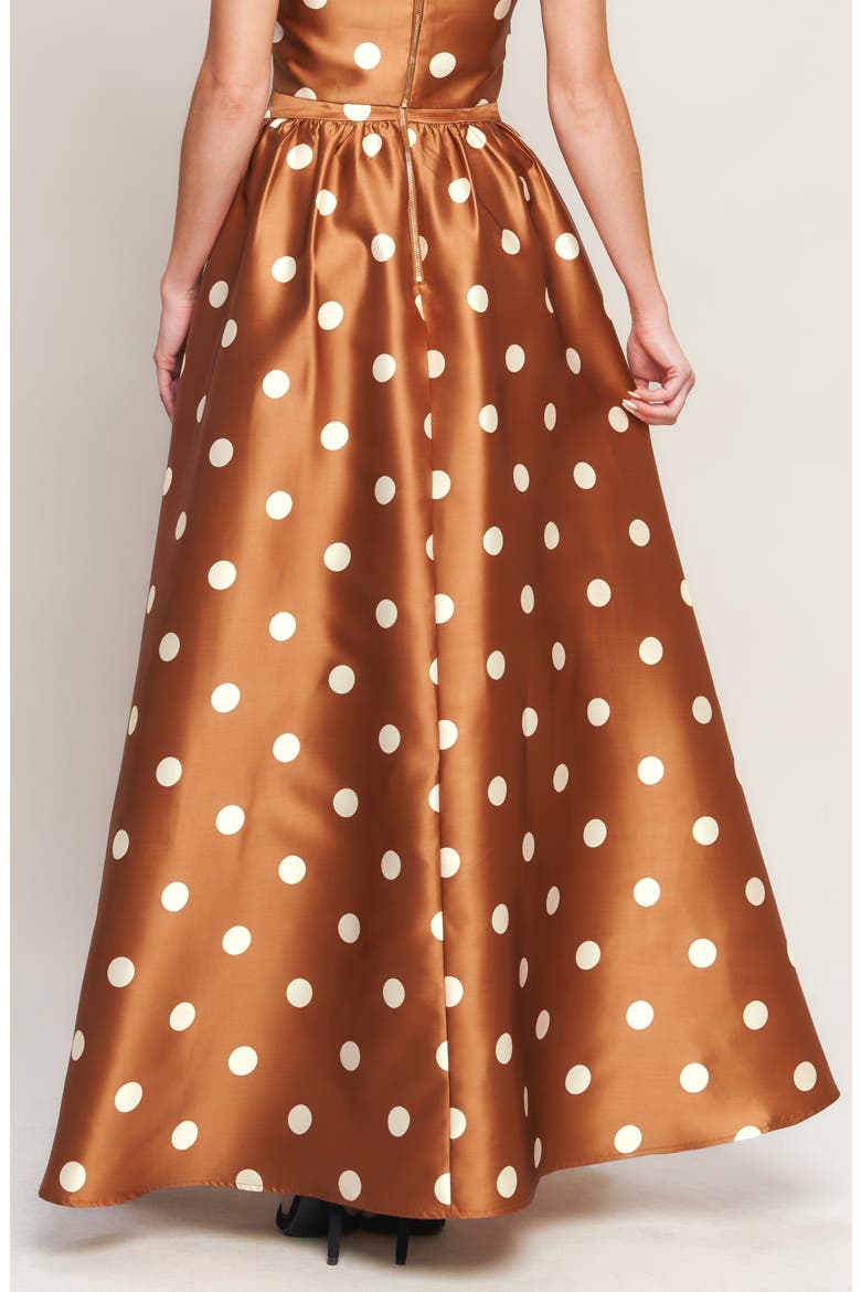 Polka Dot Satin Maxi Skirt, Alternate, color, CARAMEL