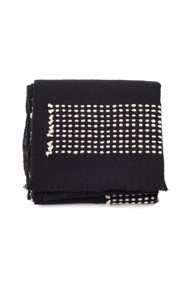 Walnut Black Yak With Hand Knotted Merino Stripes Handloom Throw, Main, color, Black/Walnut