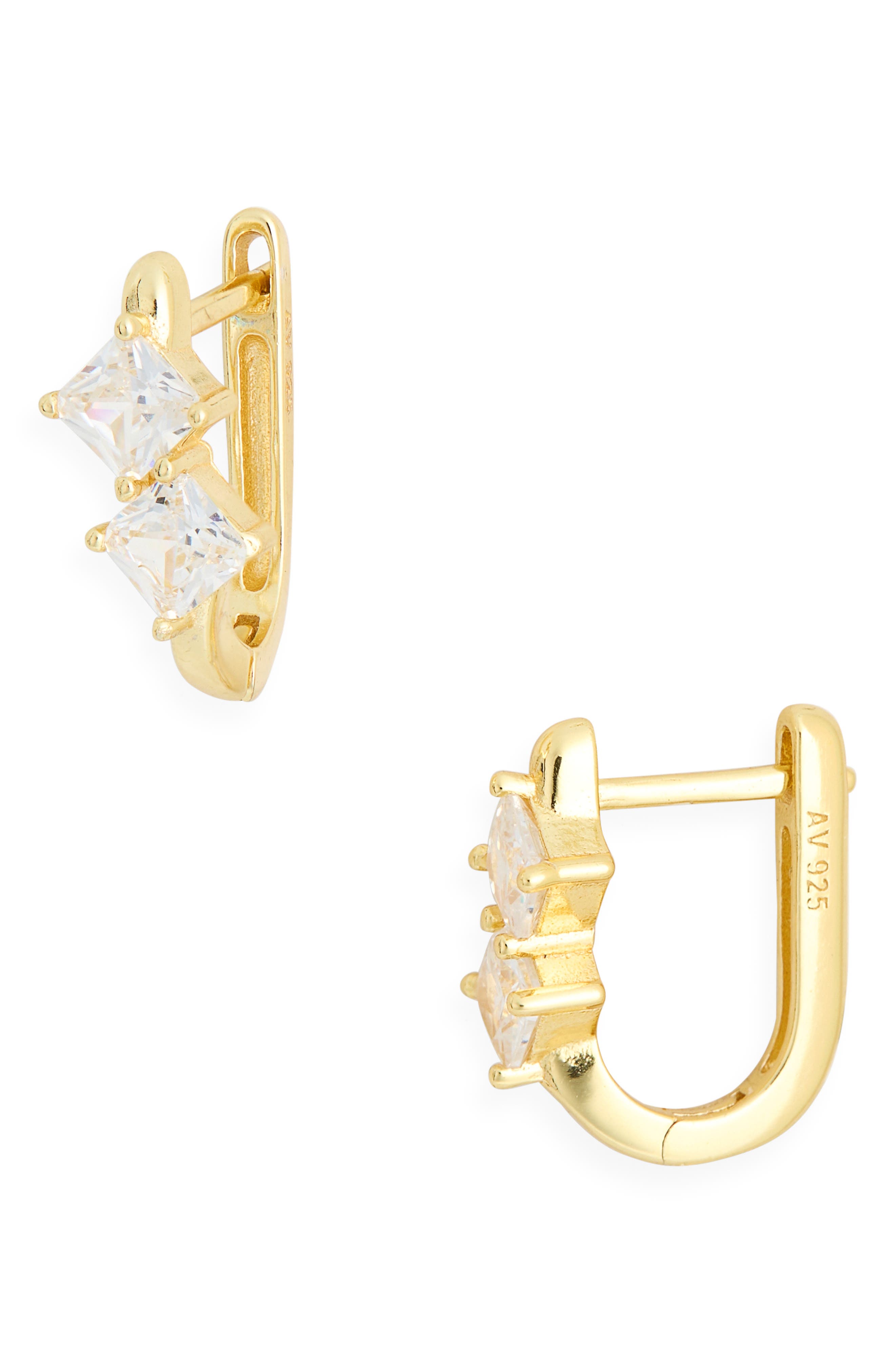 ARGENTO VIVO Princess Cut Cubic Zirconia Huggie Hoop Earrings