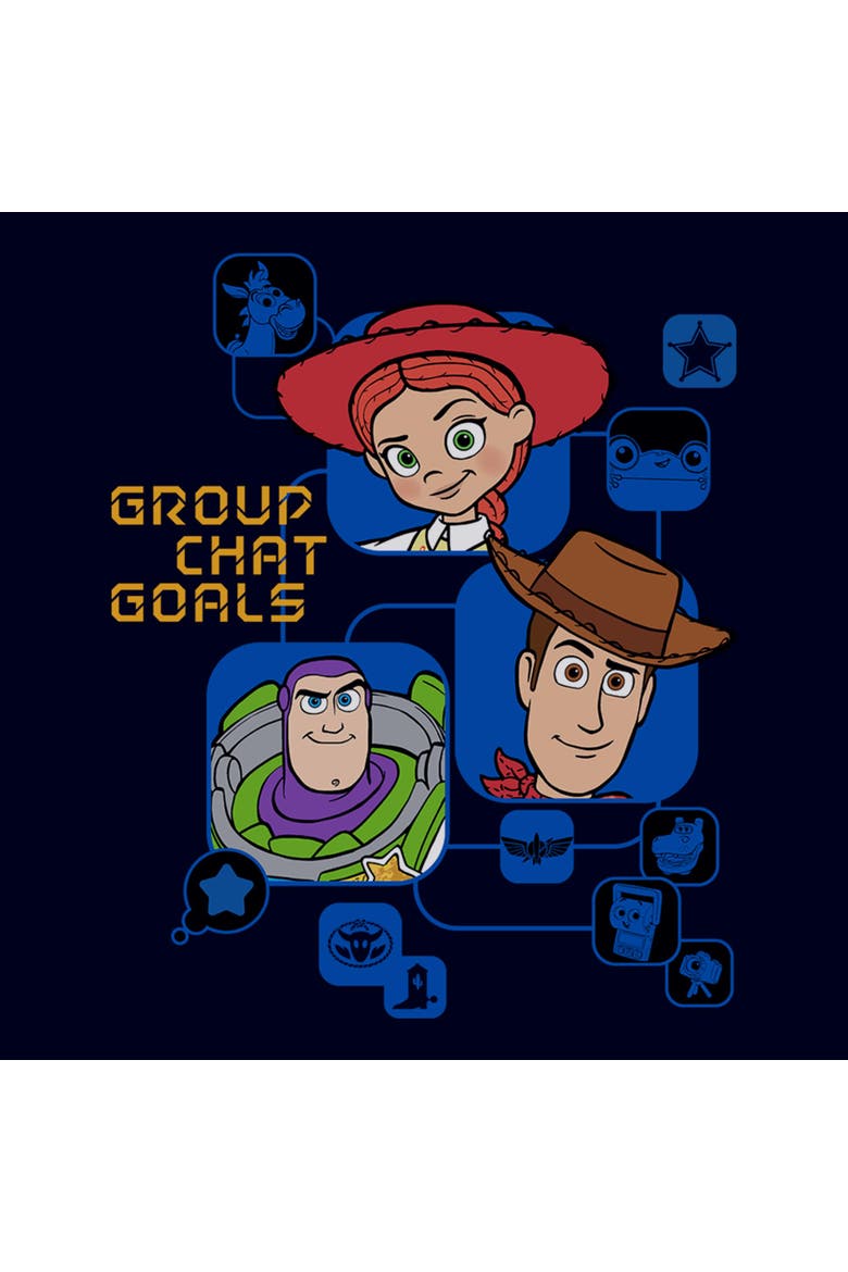 Junior's Toy Story 5 Group Chat Goals  Graphic T-Shirt, Alternate, color, Navy Blue