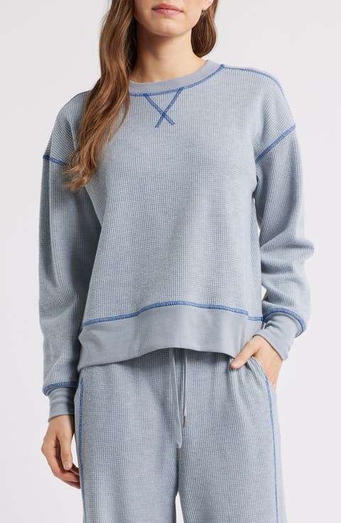 Contrast Stitch Waffle Knit Sweatshirt