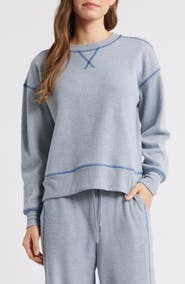 CITY BLUES Contrast Stitch Waffle Knit Sweatshirt