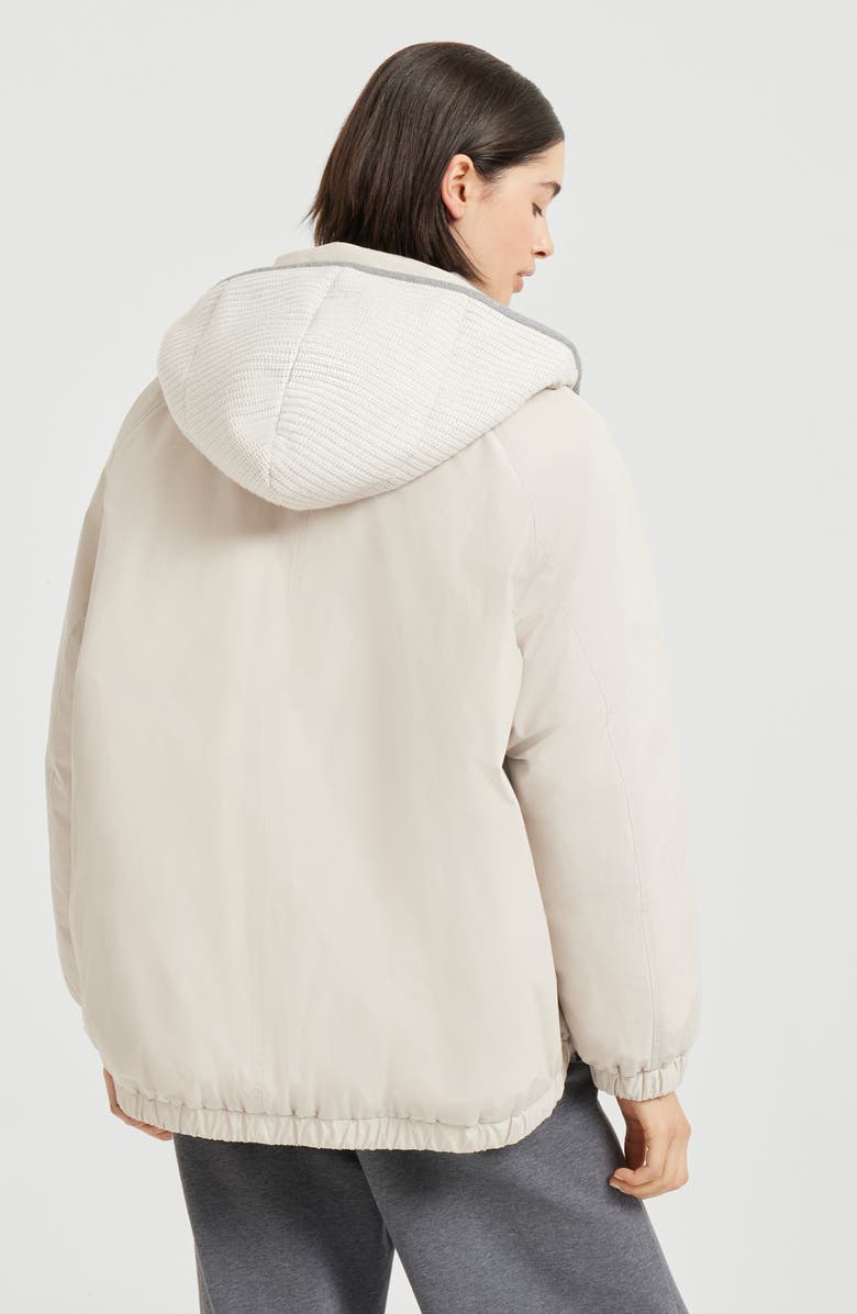 Brunello Cucinelli Water-resistant taffeta down jacket, Alternate, color, Light Grey