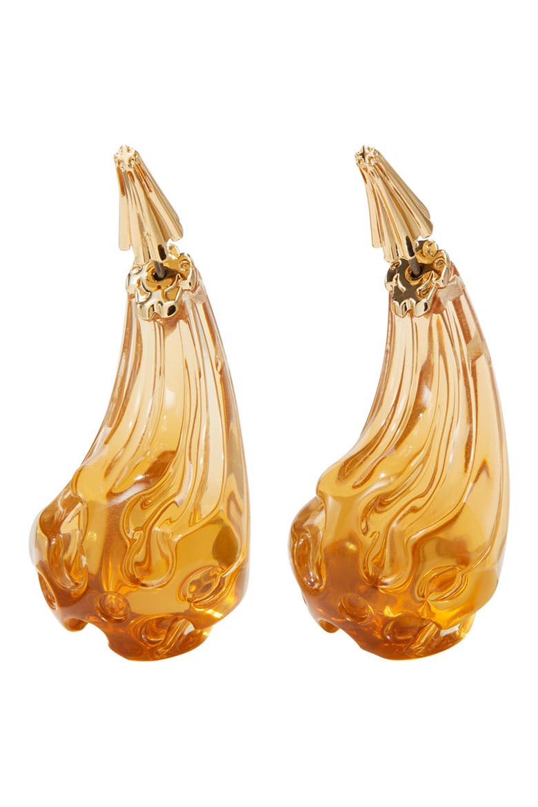 Logo Drop Front/Back Earrings, Main, color, LIGHT BRASS / BROWN