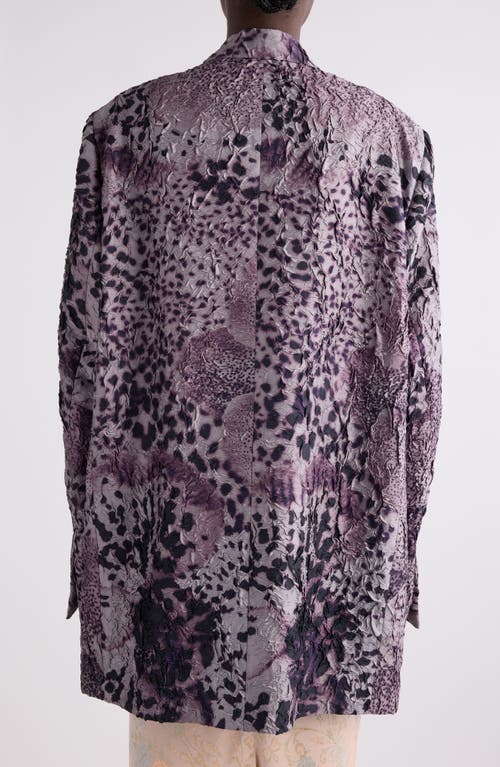 Dries Van Noten Blink Orchid Spots Print Oversize Textured Satin Blazer In Mauve