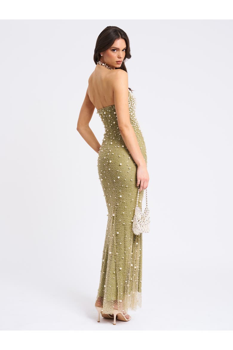 Ginny Pearl Embellished Backless Gown, Alternate, color, Pear Green