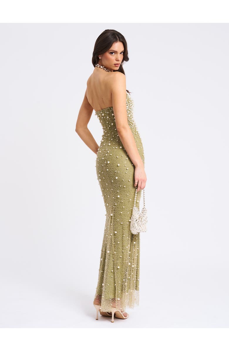 Miss Circle Ginny Pearl Embellished Backless Gown, Alternate, color, Pear Green