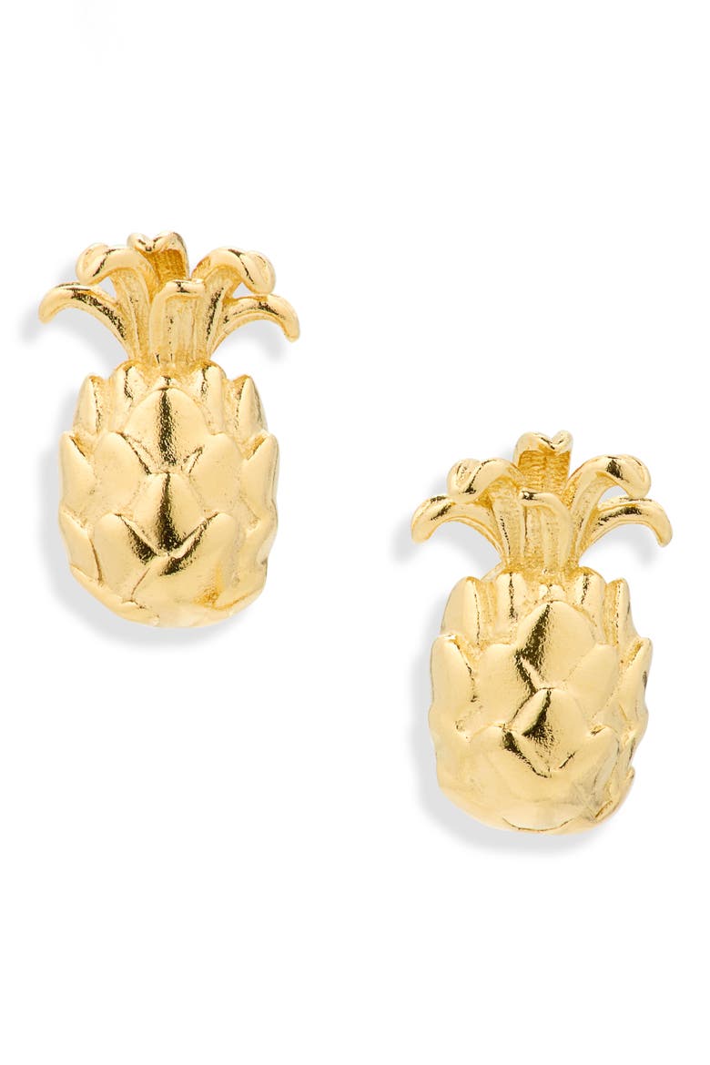 Demi-Fine Pineapple Stud Earrings, Main, color, 14K GOLD