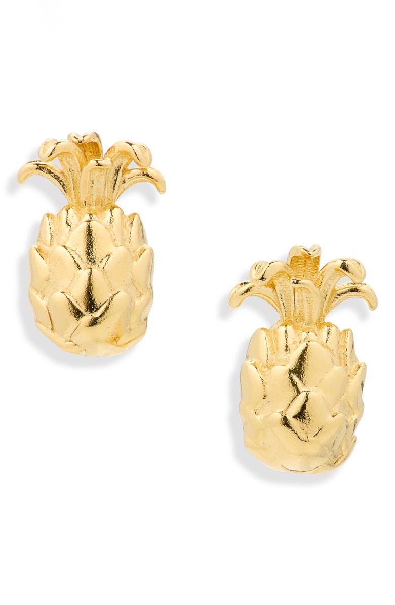 Madewell Demi-Fine Pineapple Stud Earrings, Main, color, 14K Gold