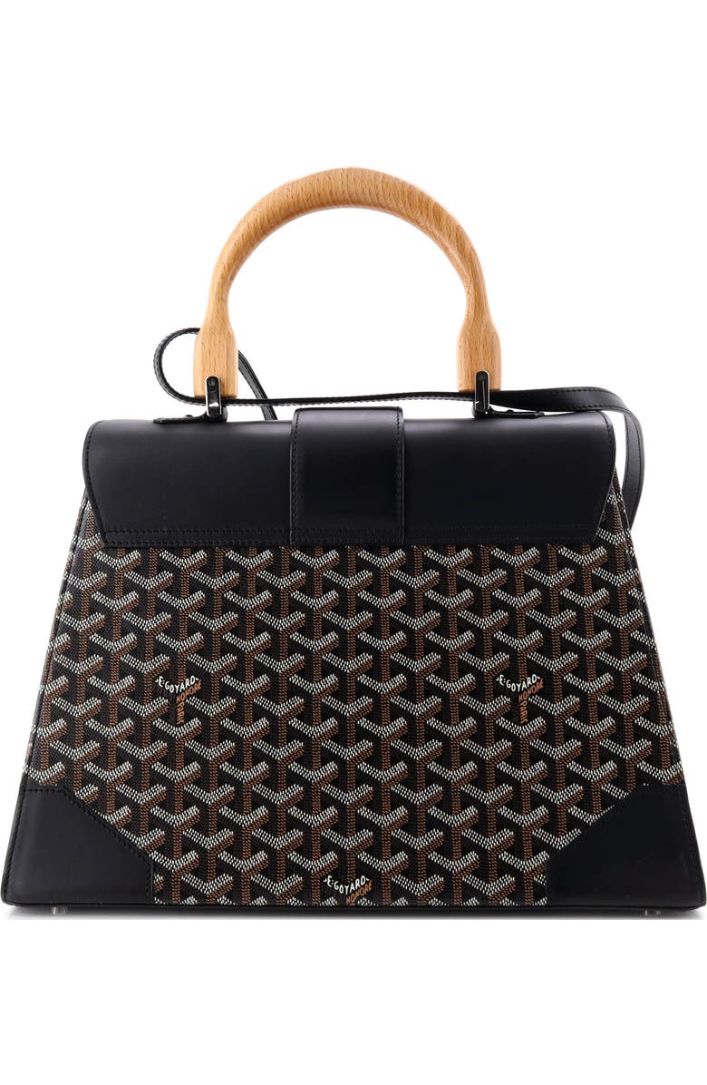 Pre-Owned Goyard Saigon Top Handle Bag Coated Canvas with Leather MM, Alternate, color, Black
