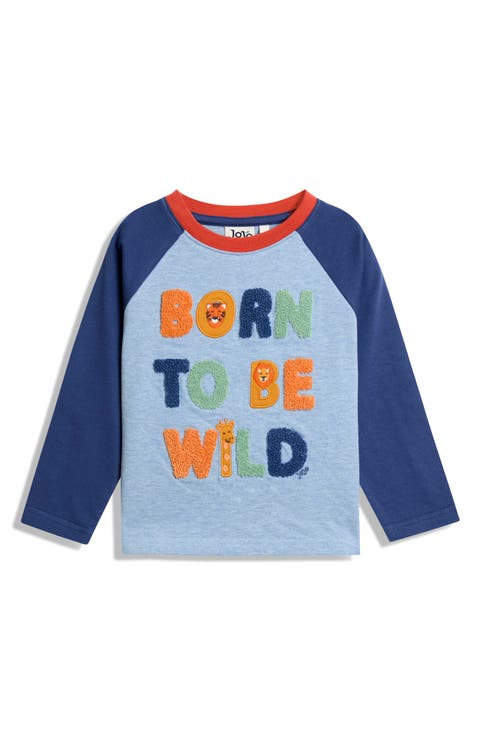 Kids' Born to be Wild Appliqué Long Sleeve Cotton T-Shirt (Toddler & Little Kid)