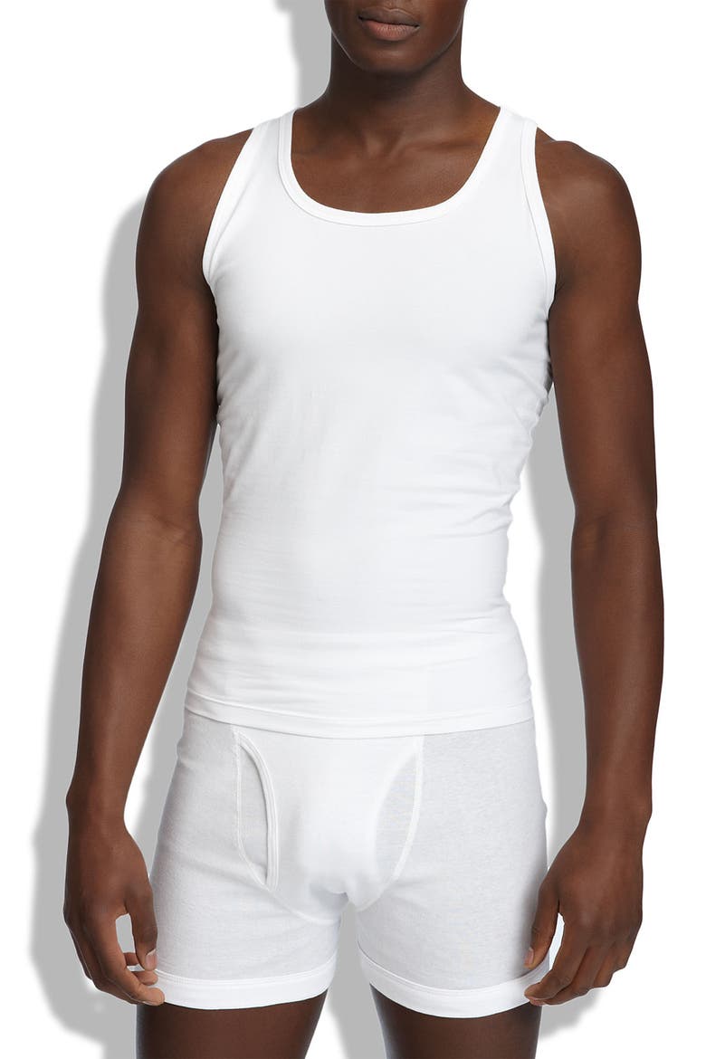 Cotton Compression Tank, Main, color, WHITE