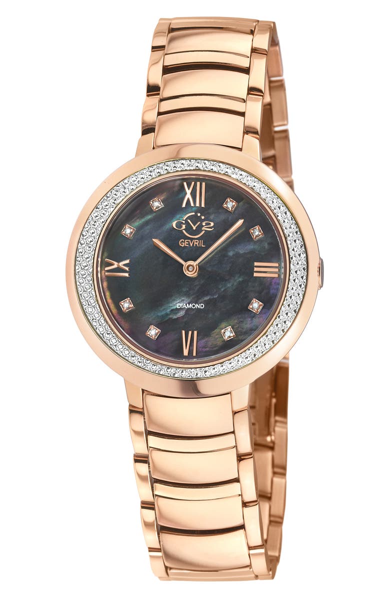 GEVRIL Amalfi Mother-of-Pearl Swiss Diamond Watch, 34mm - 0.04ct., Main, color, Rose Gold