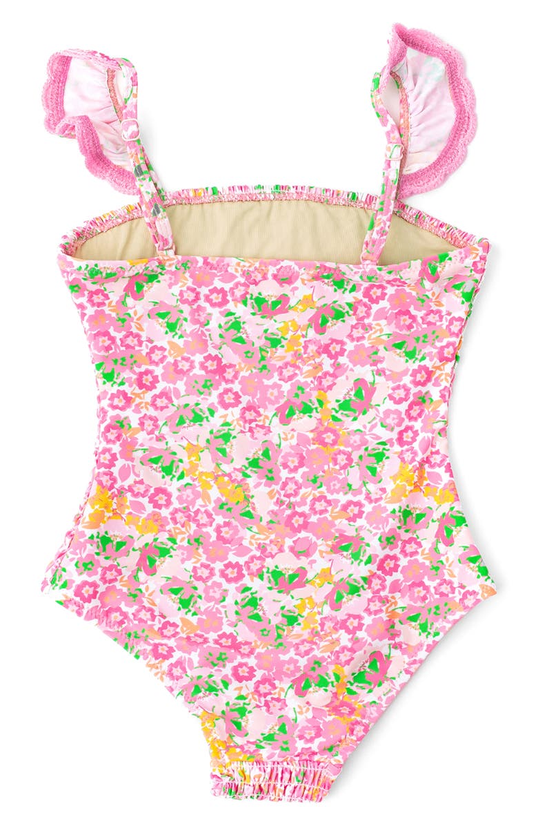 Shade Critters Kids' Fresh Floral Smocked One-Piece Swimsuit, Alternate, color, Pink
