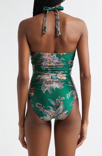 Zimmermann Rhiannon Wide Link One-Piece Halter Swimsuit