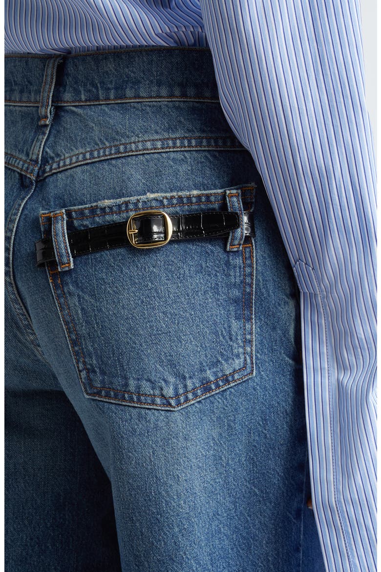 Belted Pocket Denim Bermuda Shorts, Alternate, color, BLUE