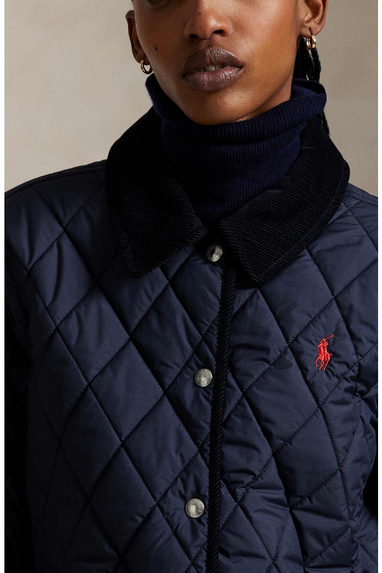 Corduroy Collar Quilted Barn Jacket, Alternate, color, RL NAVY