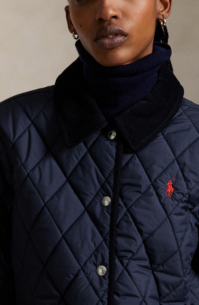 Polo Ralph Lauren Corduroy Collar Quilted Barn Jacket, Alternate, color, Rl Navy