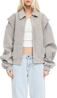 LIONESS Vista Faux Suede Bomber Jacket
