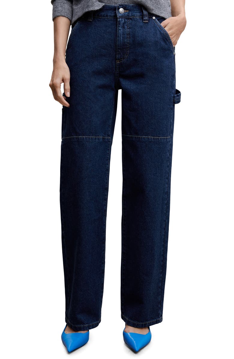 MANGO Wide Leg Cargo Jeans, Main, color,