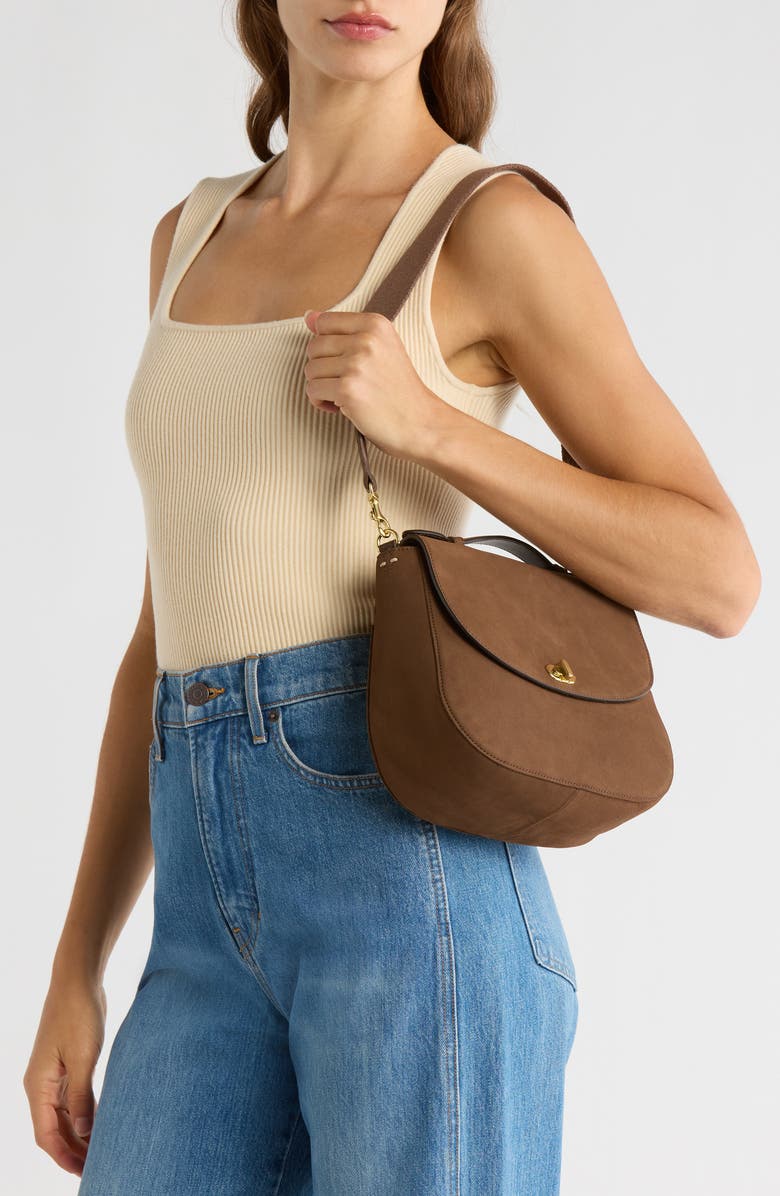 Clare V. Louis Leather Crossbody Bag, Alternate, color, Chocolate Bar