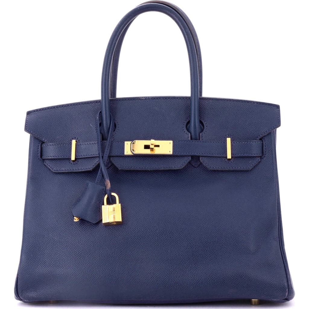 Pre-owned Hermes Hermes Birkin Handbag Blue Epsom With Gold Hardware 35 In Blue