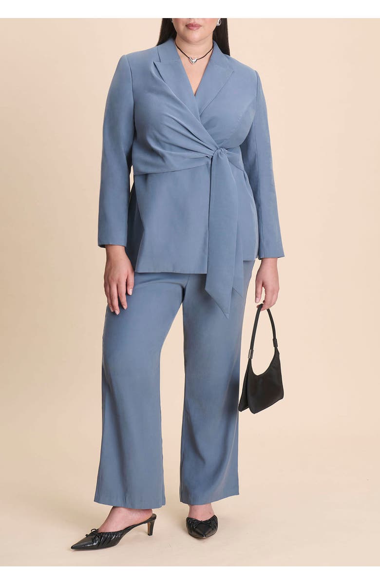 ELOQUII Wrapped Blazer, Alternate, color, Slate Teal