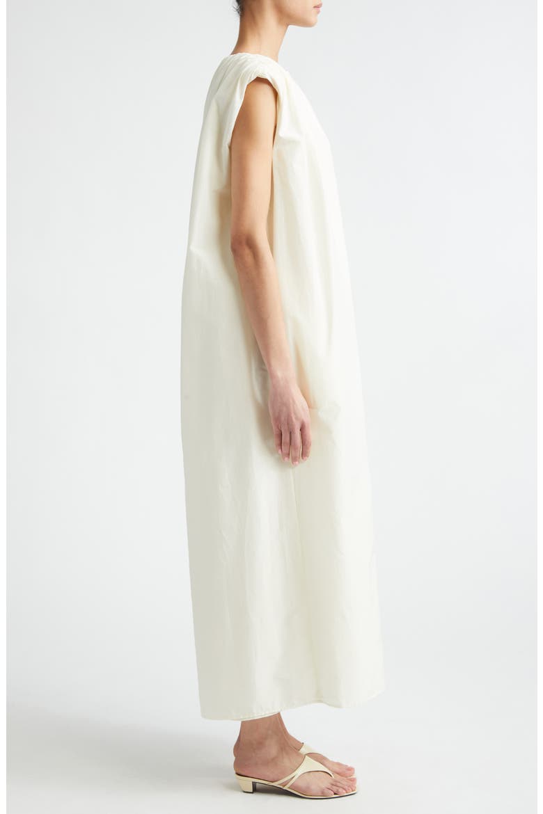 Cara Gathered Sleeveless Cotton & Silk Voile Shirtdress, Alternate, color, IVORY