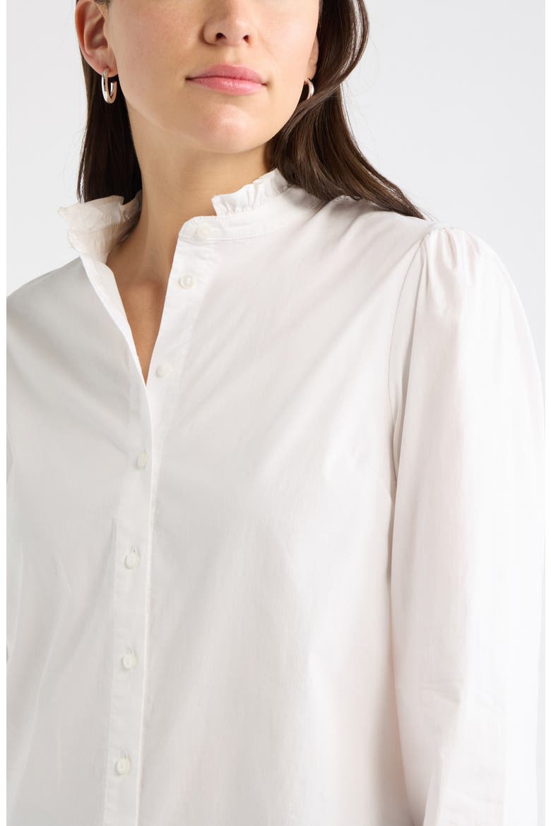 Ruffle Collar Button-Up Shirt, Alternate, color, WHITE