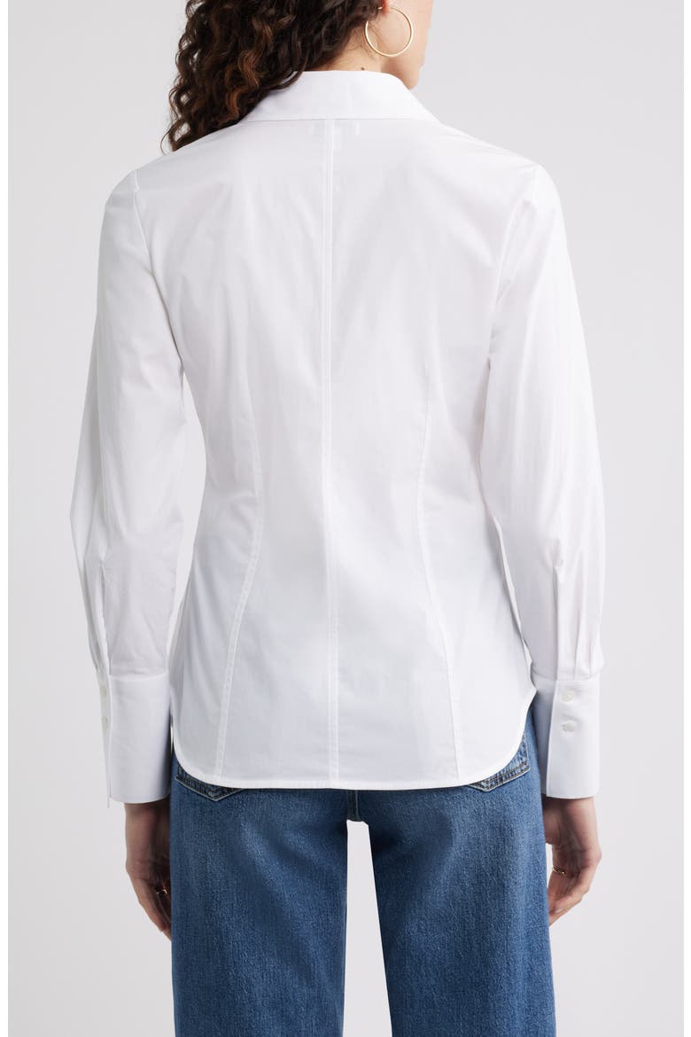 Poplin Waisted Button Down Shirt, Alternate, color, WHITE