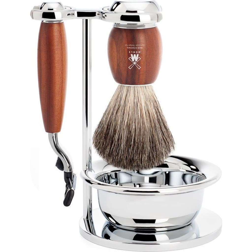 Mühle Vivo Plumwood 4-piece Pure Badger & Mach-3 Shaving Set