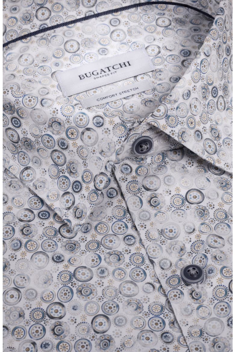 Julian Shaped Fit Medallion Print Stretch Cotton Button-Up Shirt, Alternate, color, SHARK