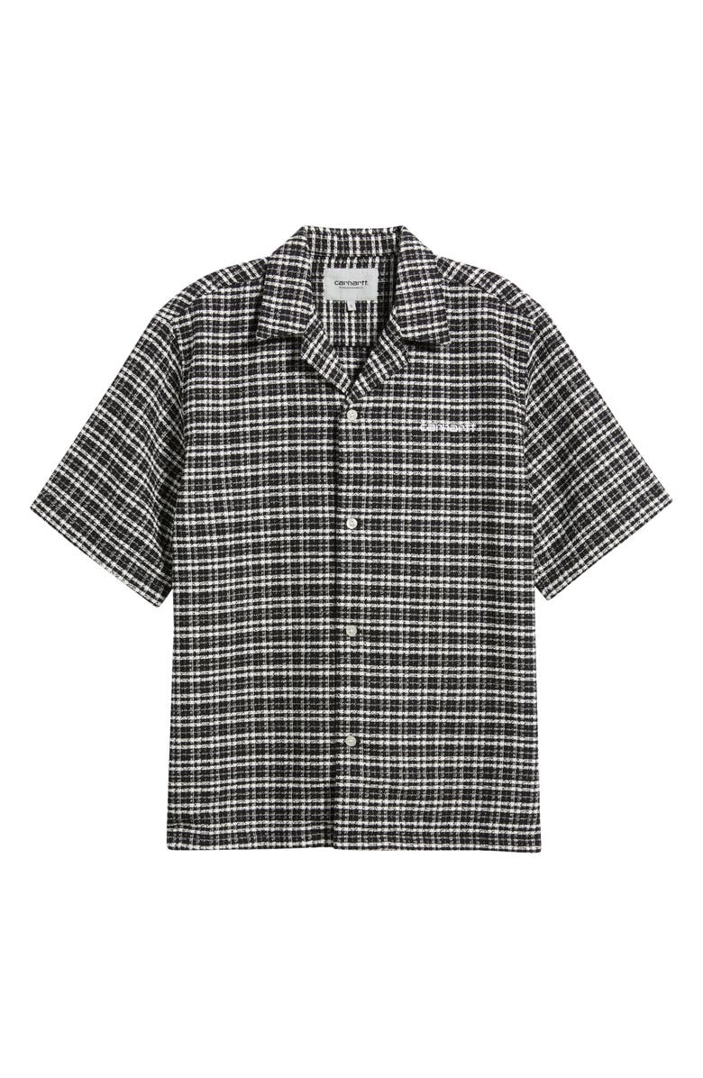 Carhartt Work In Progress Kander Plaid Cotton Button-Up Bowling Shirt, Main, color, Kander Check, Black