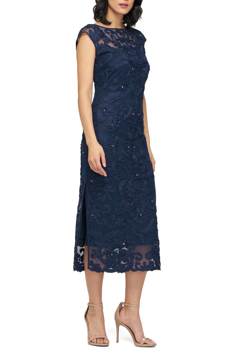 JS Collections Avril Soutache Cocktail Dress, Alternate, color, Navy