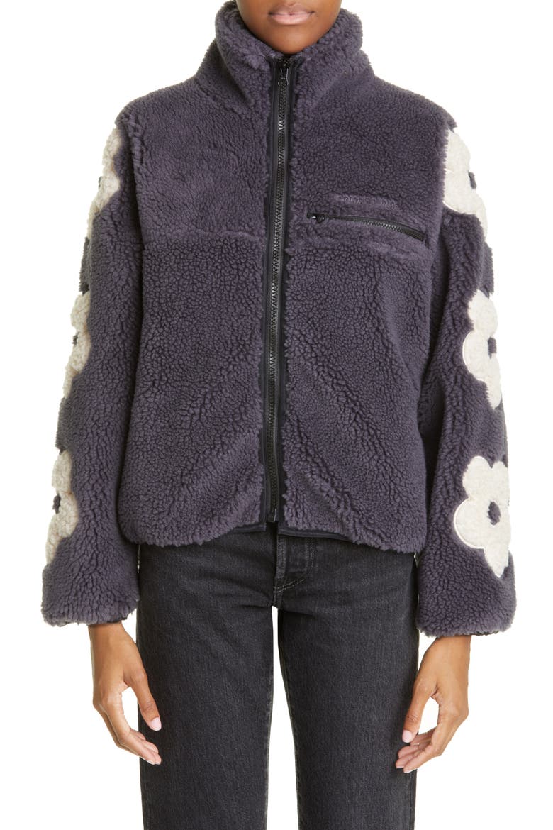Grass High Pile Fleece Full Zip Jacket (Nordstrom Exclusive), Main, color, CHARCOAL