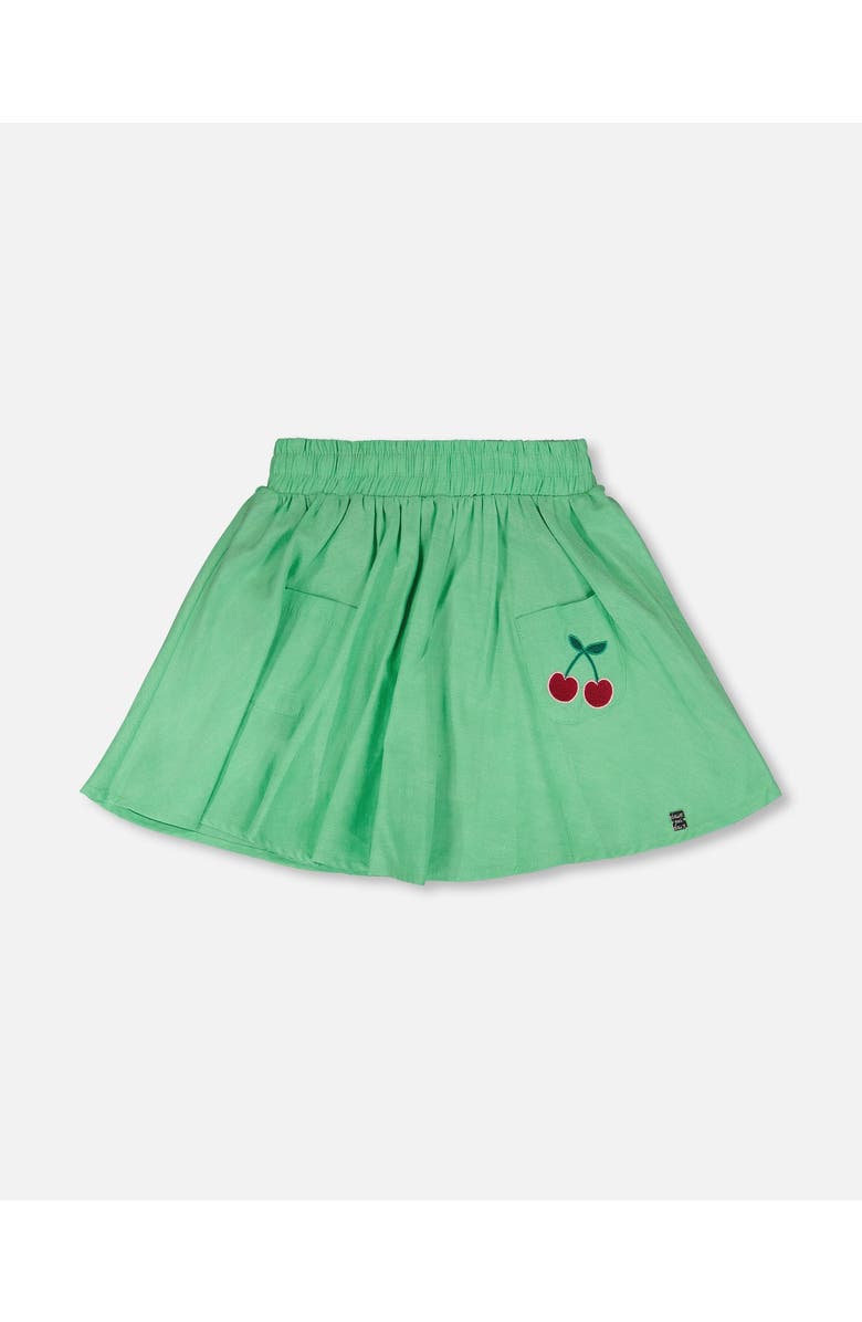 Deux par Deux Organic Cotton Embroidery Flared Skort, Main, color, Green