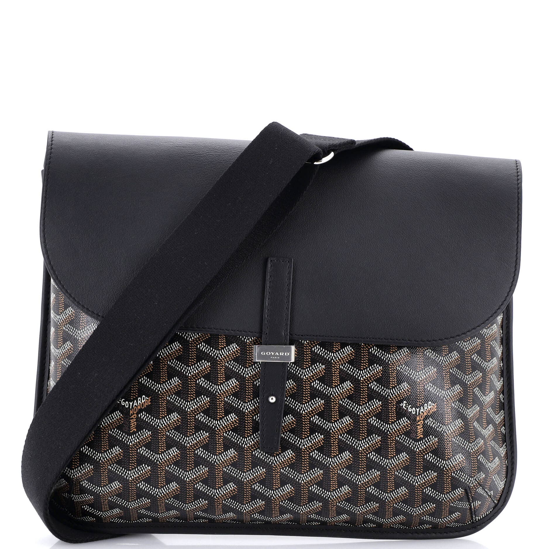 Pre-Owned Goyard Coursier Messenger Bag Coated Canvas and Leather, Main, color, Black