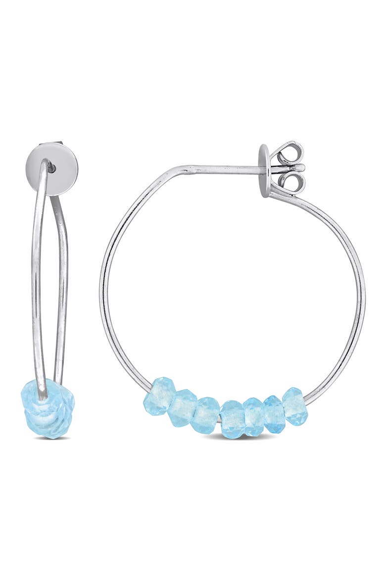 Faceted Hoop Earrings, Main, color, BLUE TOPAZ