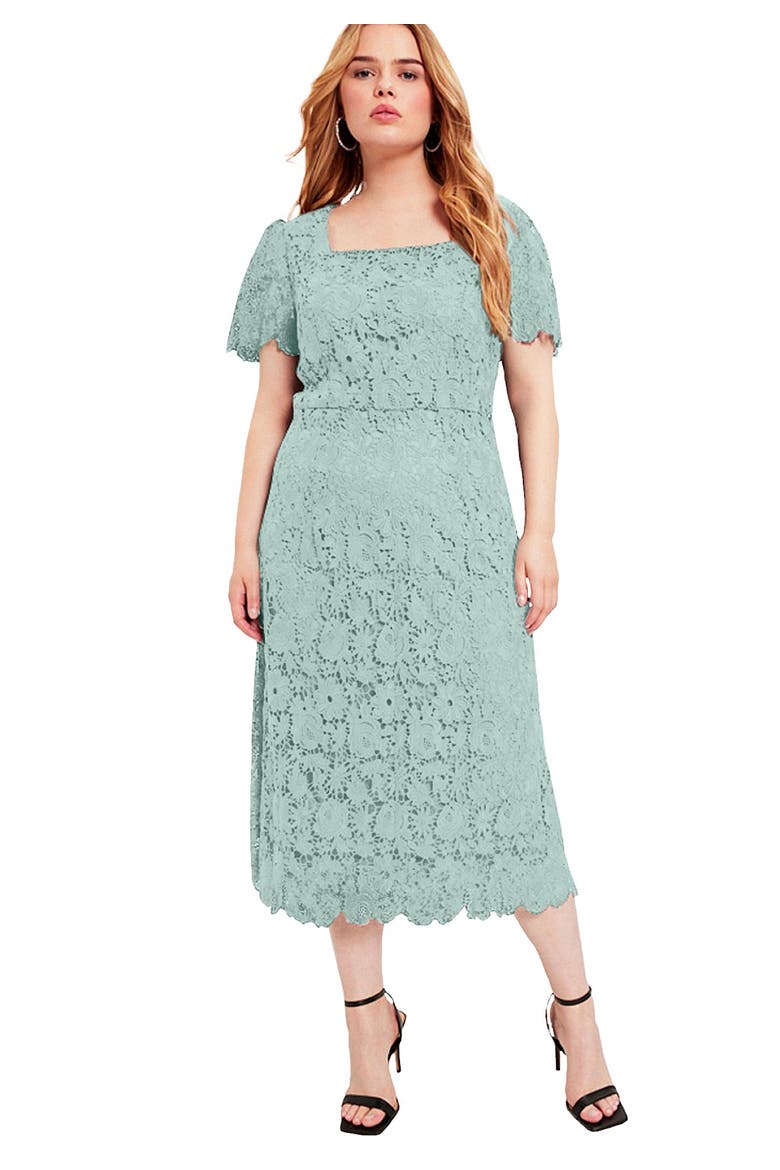 Square Neck Lace Midi Dress, Main, color, ANTIQUE MINT