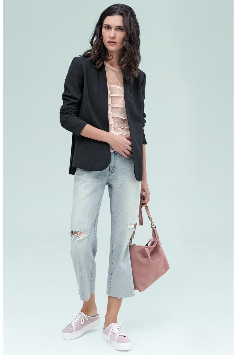 Pleat Back Jacket, Alternate, color, BLACK
